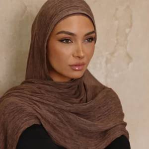 Berry brown Textured Hijab Set